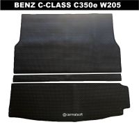 แผ่นปูท้ายรถ BENZ C-CLASS C350e W205 (2016-20) ลายกระดุมเล็กPVC สีดำ เข้ารูป ตรงรุ่นรถ