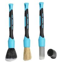 3Pcs Auto Detail Brush Kit Soft Car Detail Brushes Detailing Brush Set for Cleaning Interior Upholstery, Air Vents, Wheels, Leather