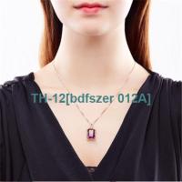 bdfszer 012A [Gradually falling in love with you] European and American luxury tourmaline ring silver purple champagne gemstone pendant necklace women send long chain