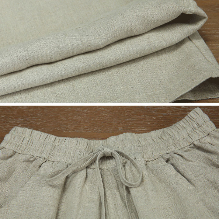 sunmi-กางเกงผ้าฝ้ายสีขาวเอวสูงขนาดใหญ่สไตล์วินเทจสบายๆสำหรับผู้หญิง