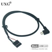 90 Degree 1pcs Micro USB Male Left Right Angle to Dupont 5 Pin Female Header Motherboard Cable 50cm/1.5ft Wires  Leads Adapters