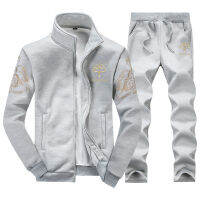 Men Tracksuit Set Polyester Sweatshirt  Spring Sporting Fleece Jacket + Pants Casual Mens Sports Suit Mens Sportswear 4XL