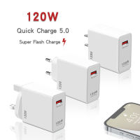 อะแดปเตอร์ชาร์จเร็ว120W สำหรับ Xiaomi Samsung Oneplus USB Charger Quick Charge 5.0 QC5.0ที่ชาร์จศัพท์มือถือ