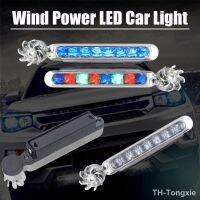 ₪ Car LED DayTime Lighting Headlight White/blue Light Wind Powered 8 LED Rotation Fan Led Lights For Car