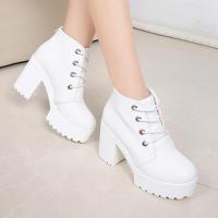 CODhuanglan212 PU Leather Heel Up 7 cm Womens Short boots Autumn and Winter High Heels Ankle Boots Big Size 35-41