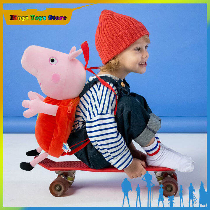 ในสต็อกเดิม: Peppa หมูหน้าตุ๊กตาของเล่นตุ๊กตากระเป๋าเป้สะพายหลังจอร์จ ...