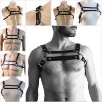 SKPH Mens Faux Leather Chest Harness Buckles Clubwear Costume Black shakang