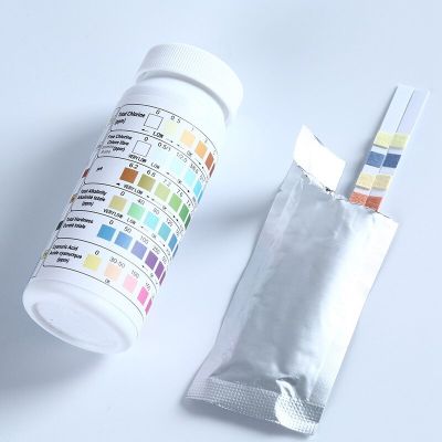 100Pcs 6 In 1 Acid Water Hardness Chlorine Alkalinity Test Paper PH Cyanuric Bromine Test Tools Inspection Tools