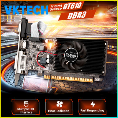 Vktech การ์ด GT610 810MHZ DDR3 1GB,การ์ดจอเกม VGA HD DVI Interface อุปกรณ์เสริมสำหรับเกมเดสก์ท็อปคอมพิวเตอร์