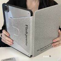 Ins Silver Glitter Cases For iPad 10 Gen Air 5/4 10.9 Pro 12.9 2022 9.7/10.5/mini 6 11 inch 2021 Cover with Pencil Slot Holder Bag Accessories