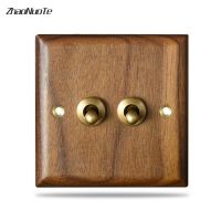 卍✆ Home Type 86 Retro Toggle Switch Black Walnut Panel Brass Lever 1-4 Gang Wall Lamp Hotel Switch Socket