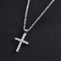 Simple Love Cross Pendant Choker Necklace Charm Rhinestone Couples Jewelry Womens Neck Chain Christmas Gift Lady Necklace