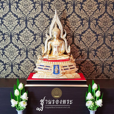 ฐานรองพระ ใบบุญเฟอร์นิเจอร์ แท่นพระ แท่นวางพระพุทธรูป ฐานรองพระพุทธโสธร ฐานพระพิฆเนศ ฐานพระพุทธชินราช ฐานรองพระพุทธรูปสีดำ-ทอง