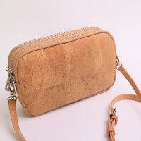 New Stylish Luxury Small Summer Eco Cork Pouch for Women Vegan Gift 3 Layer Zipper Shoulder Bag Wholesales