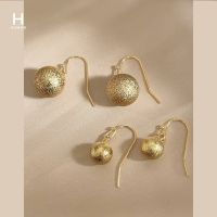 [COD] Frosted surface texture daily simple style 14K real gold plated earrings niche quality Korean version of Kong copper