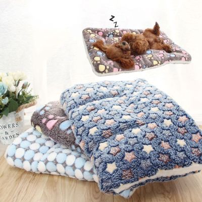 [pets baby] SoftThickenedFleece Pad ผ้าห่มสัตว์เลี้ยง Bed Mat ForDog Cat เบาะโซฟา Home RugWarm Sleeping Cover