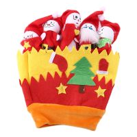 Christmas Thumb Toy Gloves Snowman Santa Claus Cloth Doll Glove Christmas Decorations Plush Finger Cartoon Doll Story Telling Accessories