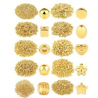 1500Pcs 10 Styles Gold Spacer Beads Assorted Jewelry Making Loose Beads for DIY Bracelet Necklace Earring Craft Making