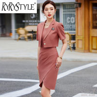 RYRYSTYLE ชุดเดรสสูทมืออาชีพแขนสั้นสำหรับผู้หญิงเสื้อเบลเซอร์6017แขนสั้นสไตล์ตะวันตกชุดทางการใหม่2023