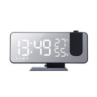 Radio LED Clock Digital Smart Alarm Clock USB Clock with 180° Projection Time Snooze Black