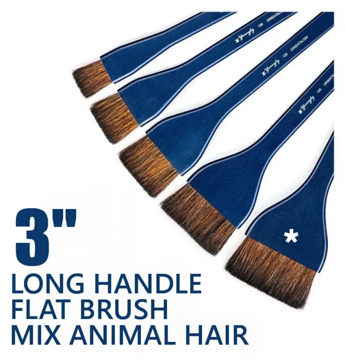 YOUNGLY 3 inch Hake Brush, Longhandle Watercolor FLAT brush ( 1 pc