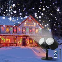 Christmas Snowflake Projector Light 2IN1 LED Snowflake Projection Lamp Remote Control for Wedding New Year Halloween Party Decor Night Lights