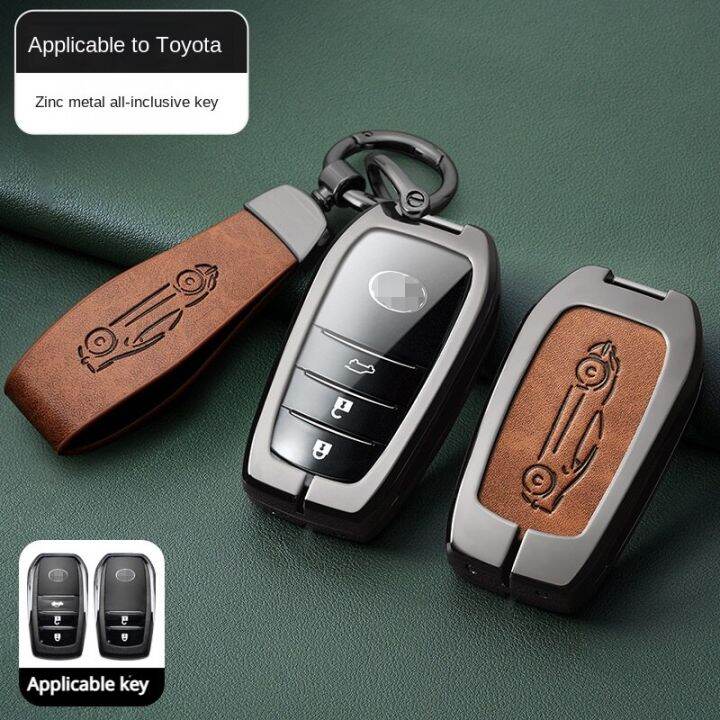 suitable-for-toyota-highlander-prado-corolla-reiling-crown-elfaron-metal-key-cover-green-black-keychain-car-accessories