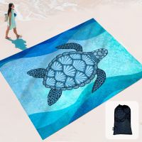 Soft Sand Poof Beach Blanket for Beach Party Travel Camping and Outdoor Picnic Light Weight and Portable Watercolor Sea Turtle Sleeping Pads