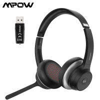 Mpow HC5 Wireless Headphone with USB Adapter CVC8.0 Dual Mic Noise Cancelling Headset with 22H Playtime for Computer Office Work