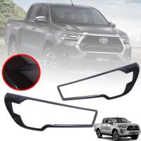 * ของพร้อมส่ง * ครอบไฟหน้า 4WD รุ่น โตโยต้า ไฮลักซ์ รีโว่ ร็อคโค่ TOYOTA HILUX REVO ROCCO ปี 2020 - 2021 ลายเคฟล่า 1 คู่ พร้อมกาว 3M