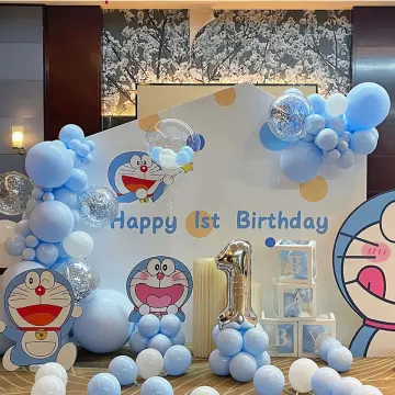 Doraemon Creative Party Decoration Kawaii Party Supplies Anime Figures  Banner Balloons Cake Topper Birthday Gift Hot