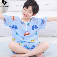 Kids Boys Girls Pajamas New 2023 Summer Thin Cute Cartoon Short Sleeve O-Neck Casual Tops with Shorts Baby Sleeping Clothing Set