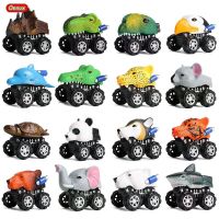 Oenux Mini Wild Tiger Wolf Pull Back Car Simulation Animals Model Shark T-Rex Dinosaur World Cute Vehicle Truck Kid Toy Gift