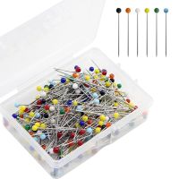 ↂ 100Pcs/Box Colorful Round Glass Head Pins Stitch Straight Push Positioning Needles Sewing Accessoires for Dressmaking DIY Tools