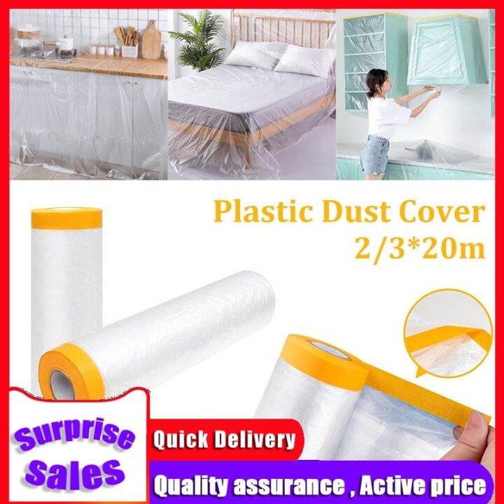 20m Plastic Dust Cover Disposable Waterproof PreTaped Masking Film