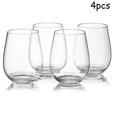 【CW】 4pc/Set Shatterproof Plastic Wine Glass Unbreakable PCTG Tumbler Glasses Cups Reusable Transparent Fruit Juice Beer Cup
