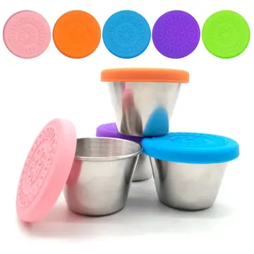 1pc Steel Dressing Container Reusable Sauce Cups Seasoning Box