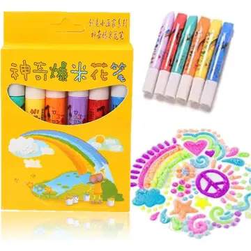 WYZHI Set of 6 Magic Puffy Pens Bubble Puffy Pen Art Popcorn Color Pai