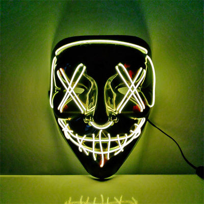Halloween Party Masque Neon Led Glowing Costume Masquerade Masks Light Glow In The Dark Horror Cosplay Masks Lighting Masks