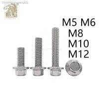 ✳ 1/10pcs M5 M6 M8 M10 M12 A2-70 304 Stainless Steel GB5787 Hexagon Head with Serrated Flange Cap Screw Hex Washer Head Bolt