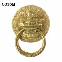 ๑✱ 1Pcs Vintage Brass Die Casting Lion Head Door Knocker Door Handle Solid WoodGlass Villa Courtyard Gate Ring Door Knob