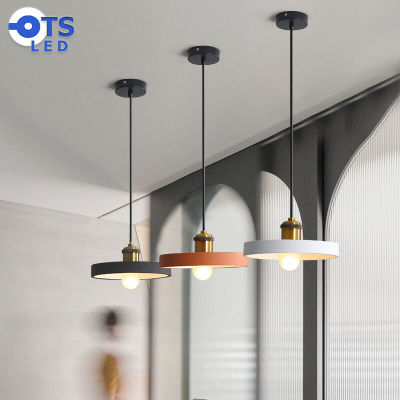 TS LED โคมไฟโมเดิร์น โคมไฟห้อยเพดาน โคมไฟเพดานสวยๆ โคมไฟโต๊ะกินข้าว ไฟตกแต่งร้าน โคมไฟห้องครัว ขาว/ดำ/เทา/ส้ม E27