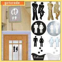 GOTORADE ตลก WC ตกแต่งที่ถอดออกได้ห้องน้ำโปสเตอร์ผู้หญิงและผู้ชาย3D สติ๊กเกอร์ติดผนังห้องน้ำทางเข้าเข้าสู่ระบบกระจกพื้นผิวรูปลอก