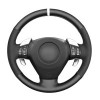 Black Suede Leather White Marker Soft Car Steering Wheel Cover For Mazda RX-8 RX8 2003 2004 2005 2006 2007 2008 2009 2010 2011