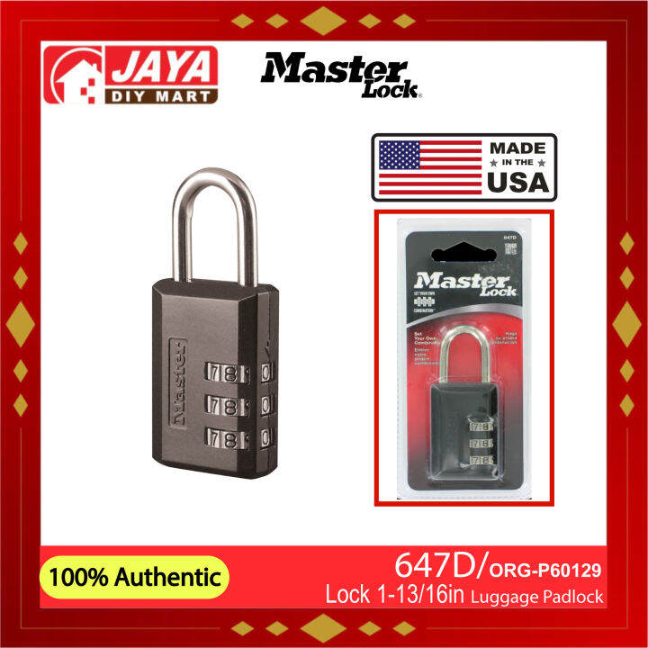 MASTER LOCK 113/16IN LUGGAGE LOCK P60129 647D JAYA DIY MART Lazada