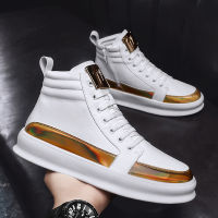 CYYTL Mens High Top Sktae Sneakers Leather Waterproof Casual White Shoes Reflective Tape Designer Sports Running Tennis for Boy