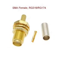 5pcs/lot SMA Female Connector Center Nut Bulkhead Crimp RG174 RG316 LMR100 Cable RF Connector Gold Plated 50 Ohm