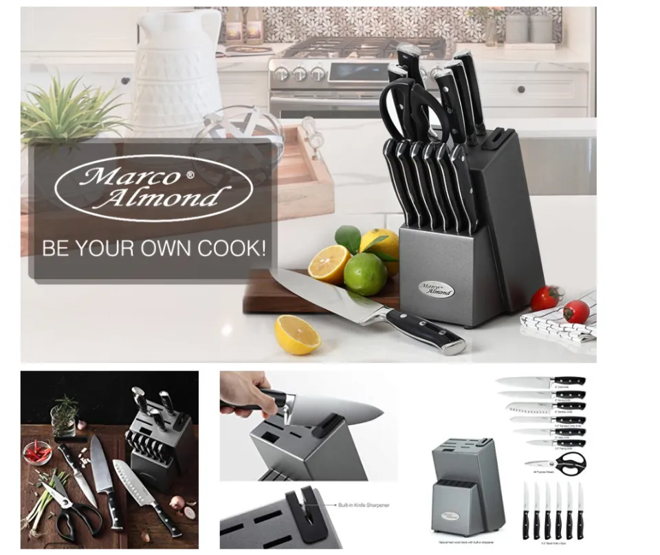 Marco Almond® KYA31B Kitchen Knife Set 14 Pieces Japanese