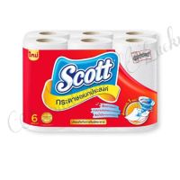 Scott Kitchen Towel 6 Rolls  สก๊อตต์ กระดาษอเนกประสงค์ รุ่นยาวพิเศษ แผ่นใหญ่ x 6 ม้วน  กระดาษทิชชู่ ทำความสะอาด แผ่นใหญ่ กระดาษซับน้ำมัน