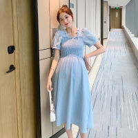 46390# Maternity Dress Summer Cotton Short Sleeves Loose Midi A Line Dress Plus Size Pregnancy Dress Pregnant Women Mom Dress